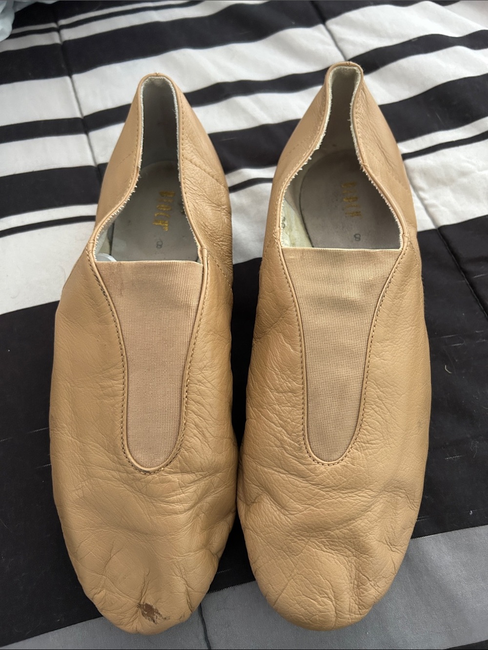 Bloch tan leather slip-on ballet flat